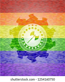 medieval axe icon inside lgbt colors emblem 