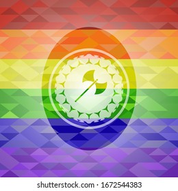 icono medieval de hacha dentro del emblema de colores de lgbt 