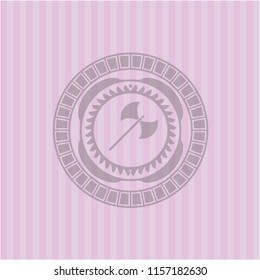 medieval axe icon inside pink icon or emblem