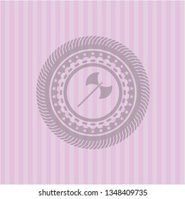 medieval axe icon inside pink icon or emblem