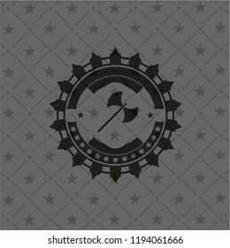 medieval axe icon inside realistic black emblem