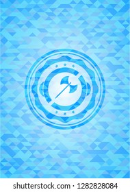 medieval axe icon inside realistic sky blue mosaic emblem