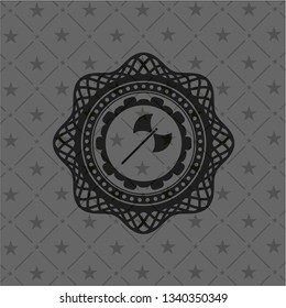 medieval axe icon inside realistic black emblem