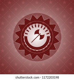 medieval axe icon inside red emblem. Retro