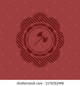 medieval axe icon inside red icon or emblem