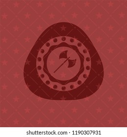 medieval axe icon inside red icon or emblem