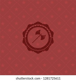 medieval axe icon inside red icon or emblem