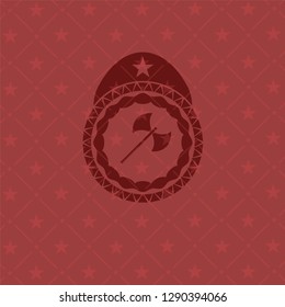 medieval axe icon inside red emblem