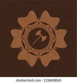 medieval axe icon inside retro wooden emblem