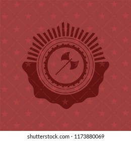medieval axe icon inside retro style red emblem