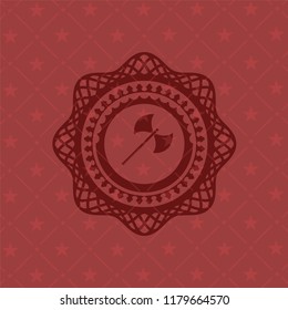 medieval axe icon inside retro style red emblem