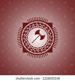medieval axe icon inside retro style red emblem