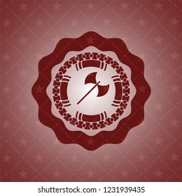 medieval axe icon inside retro red emblem