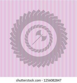 medieval axe icon inside retro pink emblem