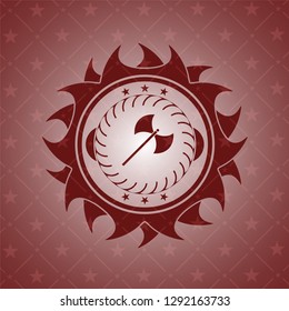 medieval axe icon inside retro red emblem