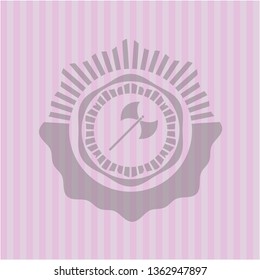 medieval axe icon inside retro pink emblem