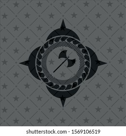 medieval axe icon inside retro style black emblem