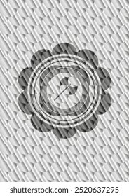 medieval axe icon inside shiny silver emblem. Scales pattern. Vector Illustration. Detailed. 