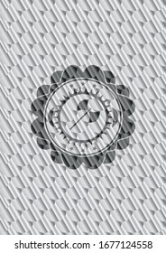 medieval axe icon inside silver emblem or badge. Scales pattern. Vector Illustration. Detailed.