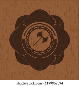 medieval axe icon inside wood signboards