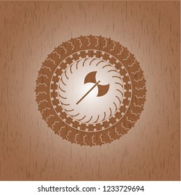 medieval axe icon inside wood signboards