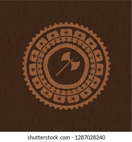 medieval axe icon inside wood signboards