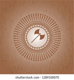medieval axe icon inside wood signboards