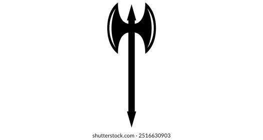 Mittelalterliches Axt-Symbol einzeln auf weißem Hintergrund, Vektorgrafik des alten Axt-Zeichens.	