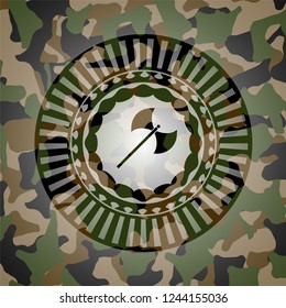 medieval axe icon on camo pattern