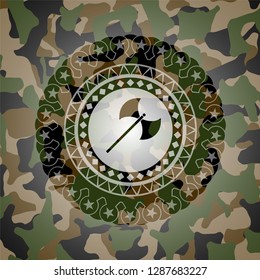 medieval axe icon on camo pattern