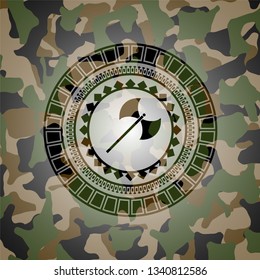 medieval axe icon on camo texture