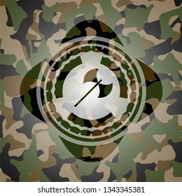 medieval axe icon on camo texture