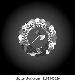 medieval axe icon on grey camo pattern