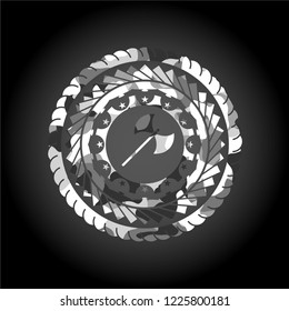 medieval axe icon on grey camo texture