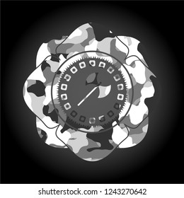 medieval axe icon on grey camouflaged pattern