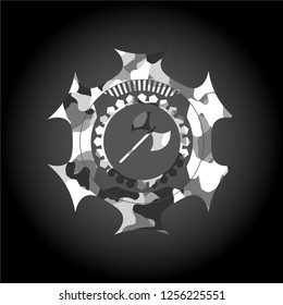 medieval axe icon on grey camouflaged texture