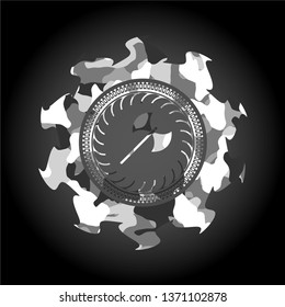 medieval axe icon on grey camouflage texture
