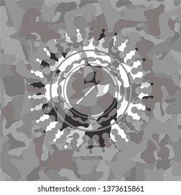 medieval axe icon on grey camouflaged pattern