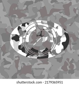 mittelalterliche Axt-Ikone auf grauer Camo-Textur. 