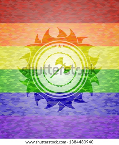 medieval axe icon on mosaic background with the colors of the LGBT flag
