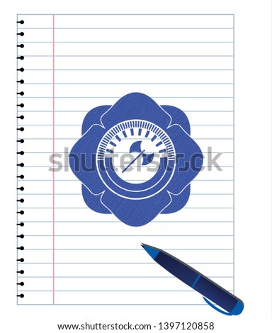 medieval axe icon with pen strokes. Blue ink. Vector Illustration. Detailed.