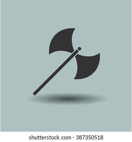 Medieval axe icon or symbol