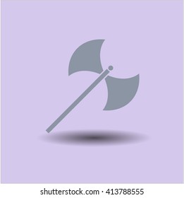 Medieval axe icon or symbol