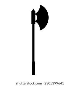 Icono de hacha medieval. Silueta negra de arma medieval. Ilustración vectorial aislada en fondo blanco.