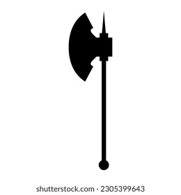 Mittelalterliches Axt-Symbol. Mittelalterliche Waffe schwarze Silhouette. Vektorgrafik einzeln auf weißem Hintergrund.