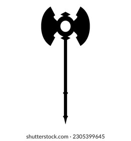 Mittelalterliches Axt-Symbol. Mittelalterliche Waffe schwarze Silhouette. Vektorgrafik einzeln auf weißem Hintergrund.