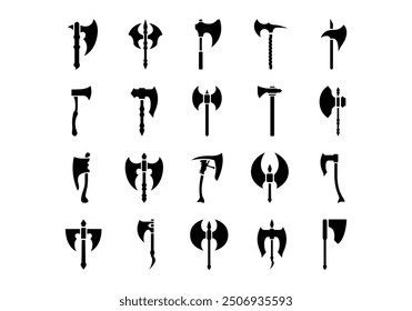 Medieval Axe Silhouette Element Set