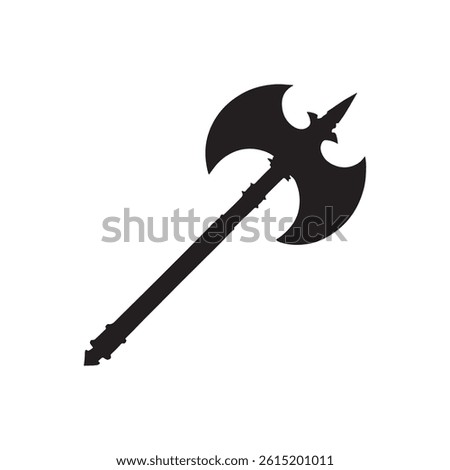 Medieval Axe silhouette isolated on white background.