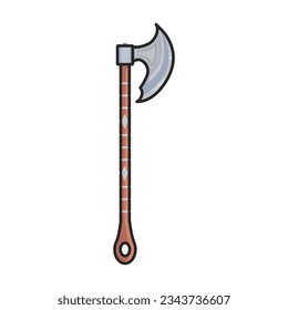Icono vectorial de hacha medieval.Icono vectorial de color aislado en hacha medieval de fondo blanco.