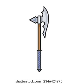Icono vectorial de hacha medieval.Icono vectorial de color aislado en hacha medieval de fondo blanco.